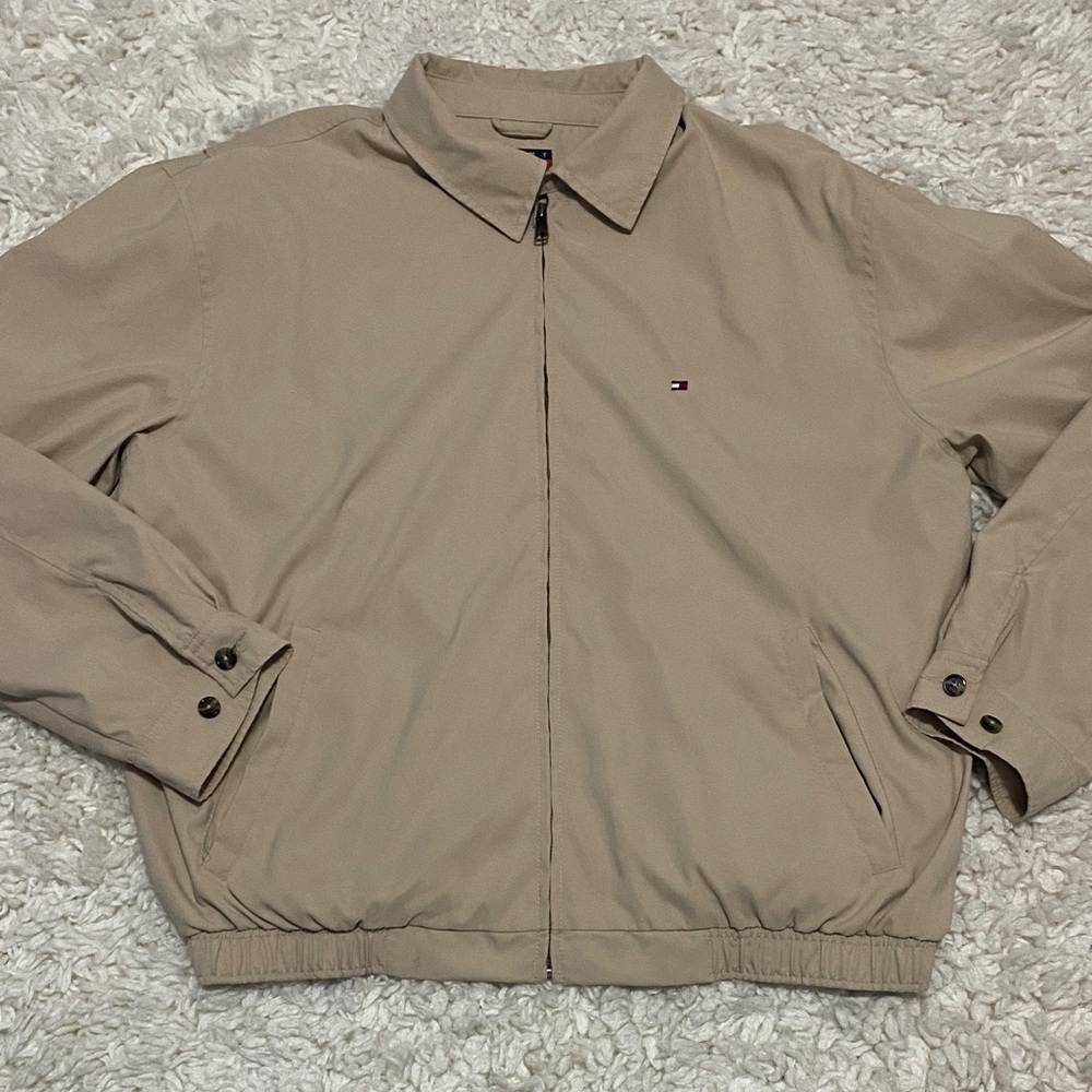 Tommy Hilfiger mens NEW WOT Beige Zip-Up coat Jacket size XL cotton lined